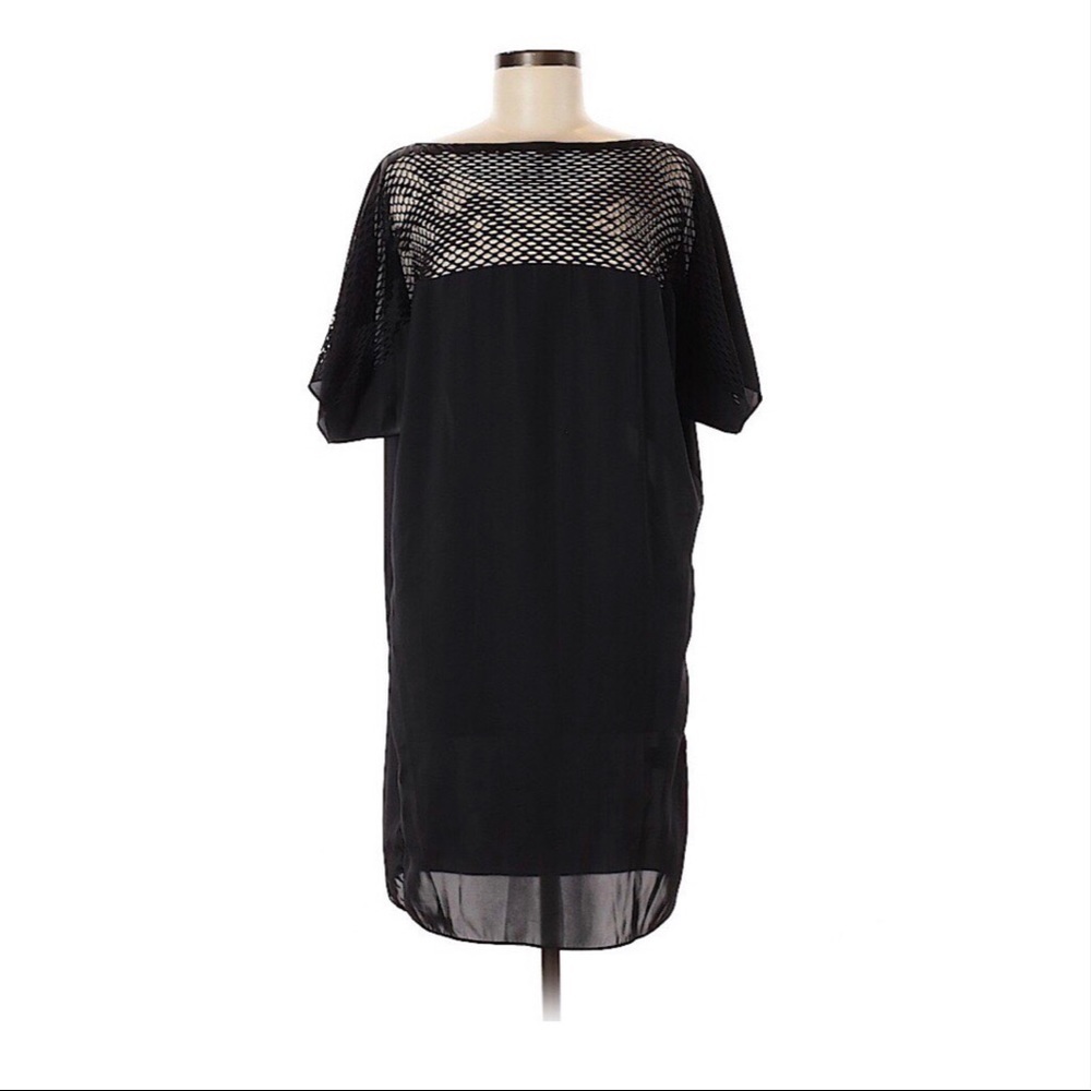 Anthropologie Ian RN Black Perforated Shirt Dress